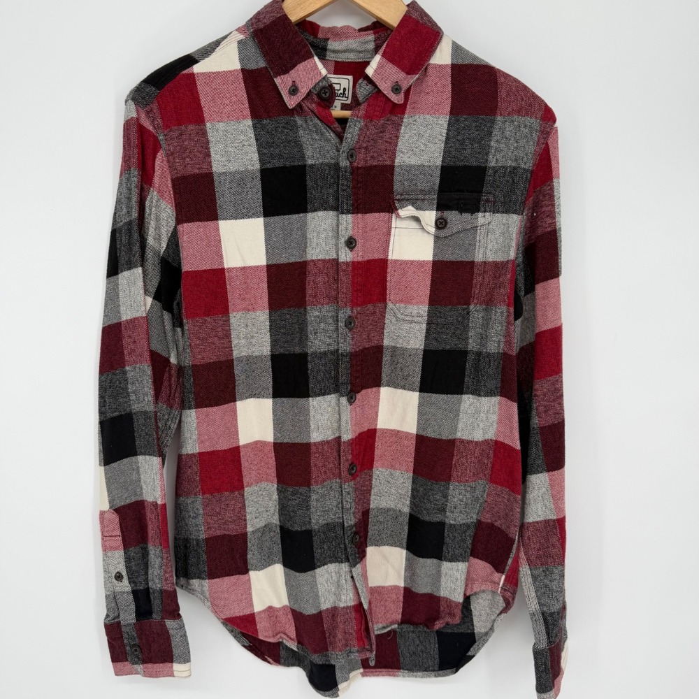 Woolrich Mens Flannel Shirt Red Black Plaid Outdoor Chore Organic Cotton Small